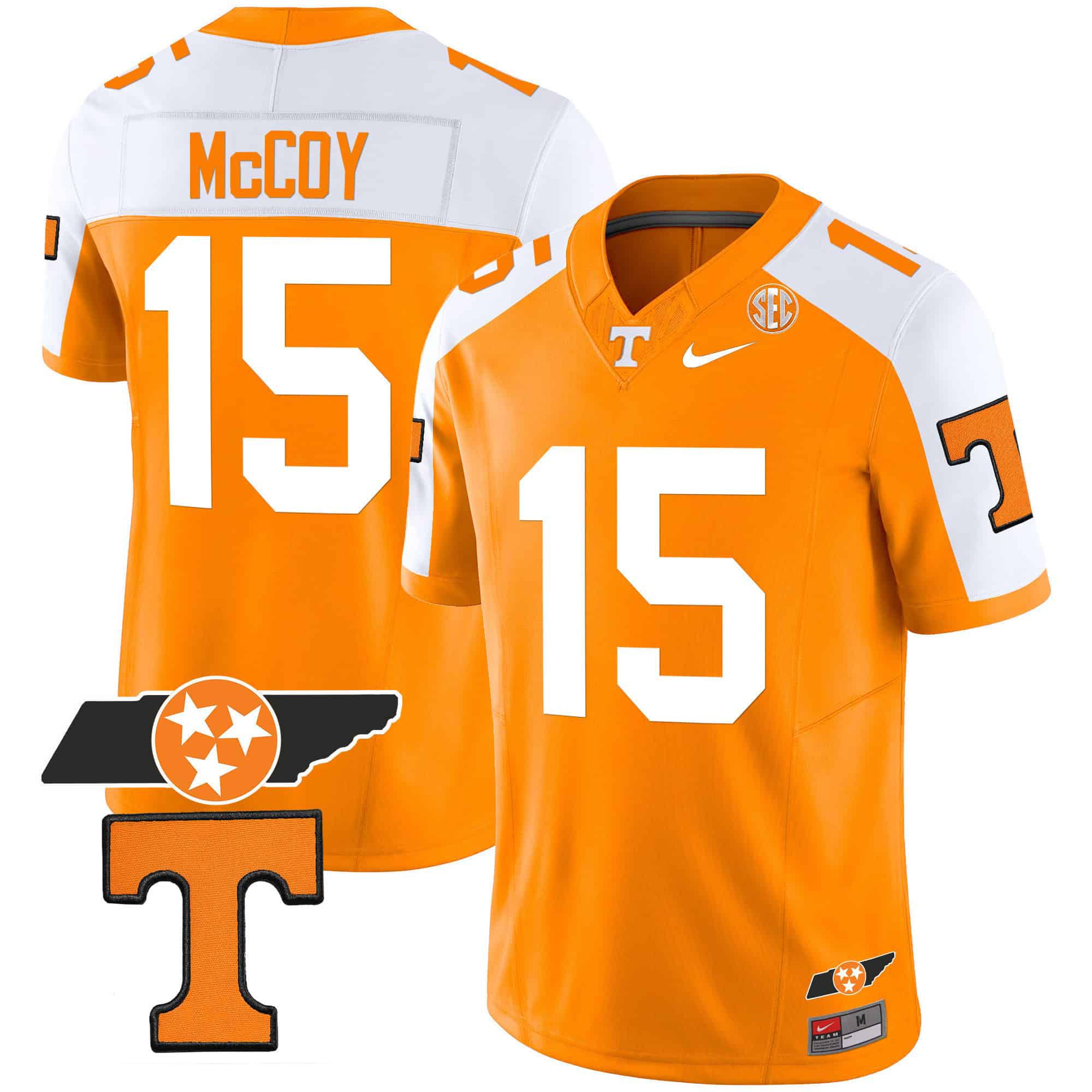Men Tennessee Volunteers #15 Mccoy Orange 2024 Nike Checkerboard & Alternate NCAA Jersey style 1->ncaa teams->NCAA Jersey